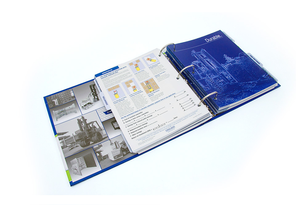 Custom printed 3-ring binder: custom printed interior, hundreds of pages 3-hole punched, plus tabs